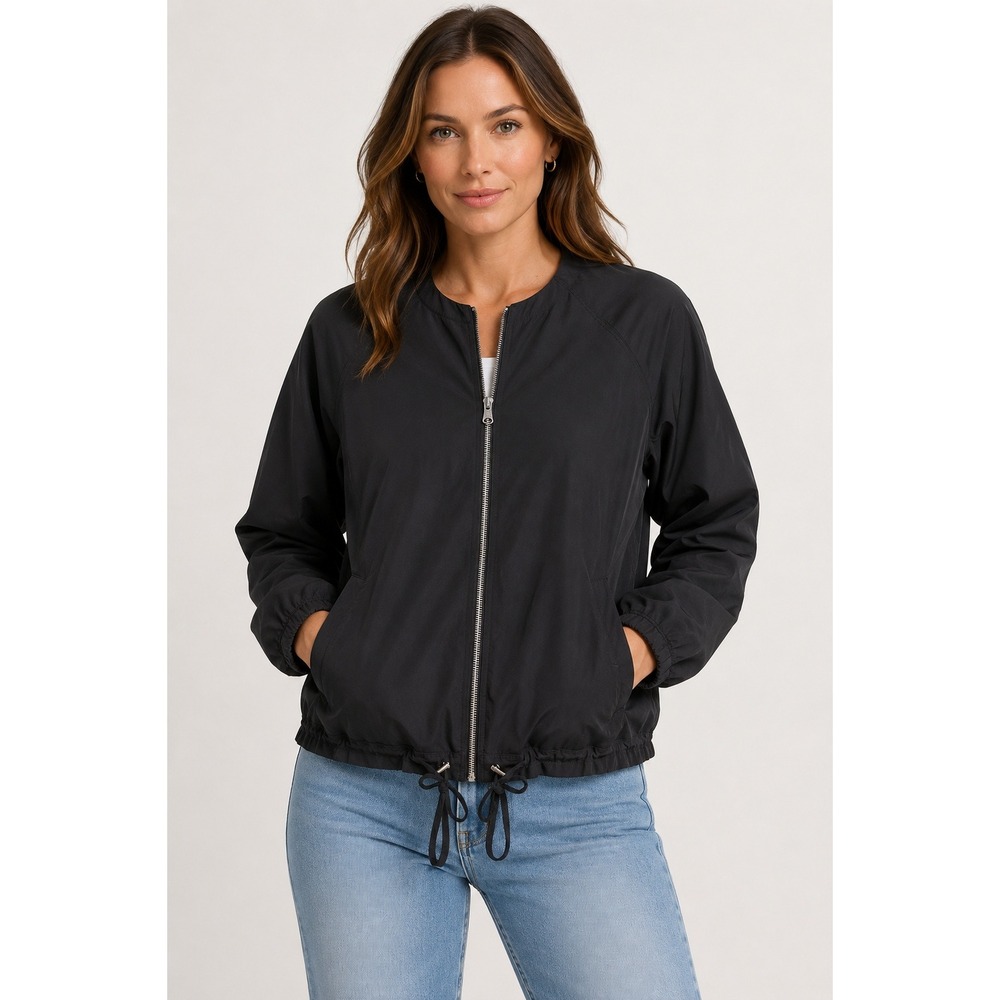 Banana Republic Womens Black Full‎ Zip Drawstring Hem Track Jacket Large 1166